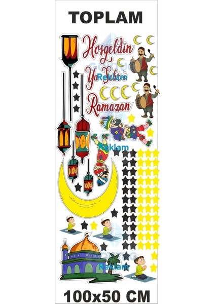 Tekno Trust Renkli Ramazan Ayı Temalı Cam Duvar Süsleri Hoşgeldin Ramazan Sticker Seti 1 Bebek / Çocuk Odası Ço fırsatları