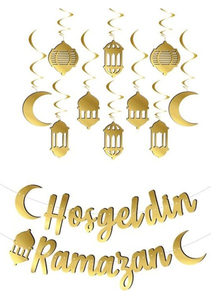 Turuncu Ramazan Set ( Hoş Geldin Ramazan Banner - Özel Kesim Süs )