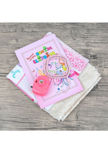 Tekno Trust Pembe Çocuk Seccadesi ve Eğitici Kitabı Namaz Seti Oyuncak Fotograf Makinesi-Seccade Ölçü Pembe 45X modelleri