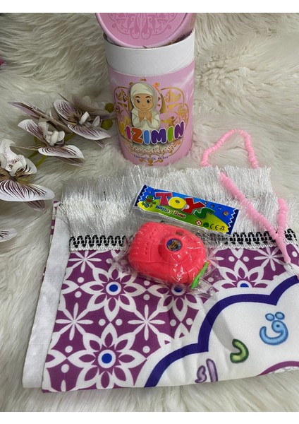 Tekno Trust Pembe - Kumbaralı, Namaza Ilk Adım , Kız Çocuk Hediyelik Seccade Seti modelleri
