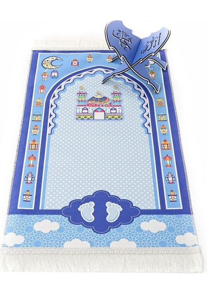 Tekno Trust Mavi Çocuk Seccadesi Sahra - Mavi 45X82 cm - 110 gr - Tesbih Hediyeli