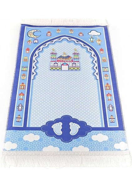 Tekno Trust Mavi Çocuk Seccadesi Sahra - Mavi 45X82 cm - 110 gr - Tesbih Hediyeli