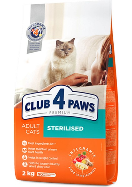 CLUB4PAWS Premium Kısırlaştırılmış Kedi Maması 2 kg 276097