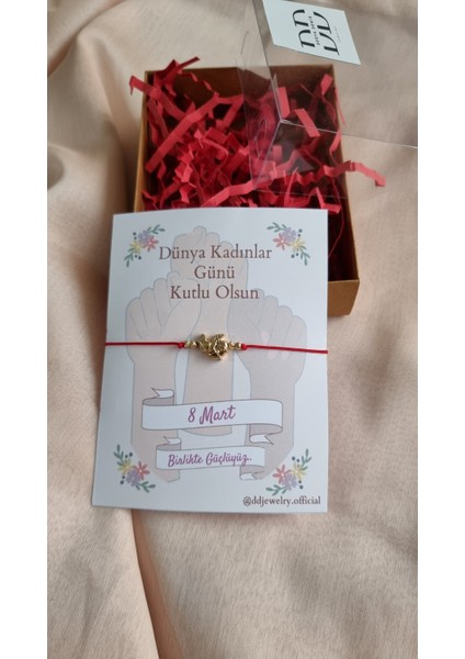 Altın Kaplama Dorika ve Melek Figürlü Makrome Bileklik