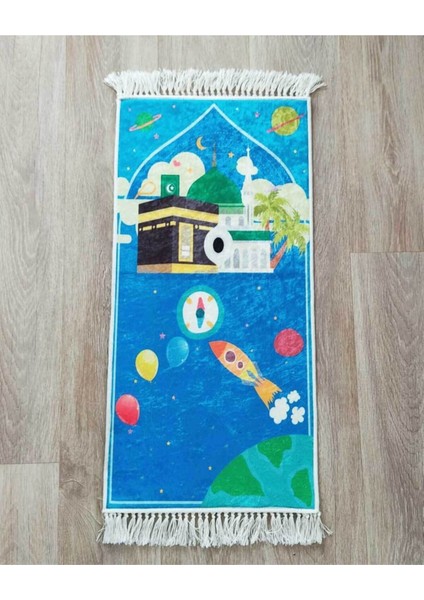 Tekno Trust Dot Çocuk Seccade Çocuk Namazlık Cocuklara Seccade Ilk Seccadem Çocuk Seccadesi Mavi Mavi Polyester