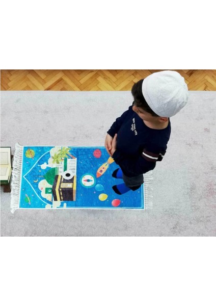 Tekno Trust Dot Çocuk Seccade Çocuk Namazlık Cocuklara Seccade Ilk Seccadem Çocuk Seccadesi Mavi Mavi Polyester modelleri
