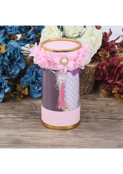 Tekno Trust Polyester Isme Özel Hediyelik Çocuklar Için Silindir Asetat Kutu (18×10), Seccade ve Kız Çocuk Eşar