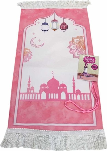 Tekno Trust Pembe Küçük Boy Dijital Baskı Çocuk Seccadesi Namaz Kitabı,tesbih
