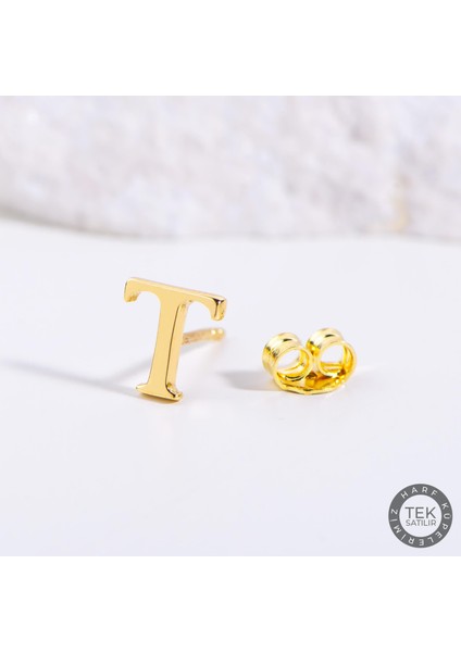 14 Ayar Altın T Harf Küpe 0,42 gr