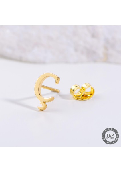 14 Ayar Altın Ç Harf Küpe 0,44 gr