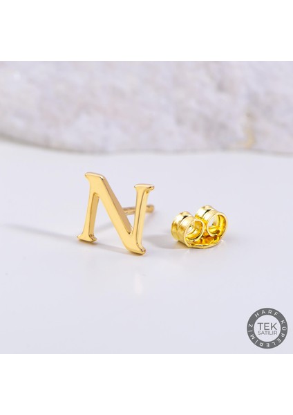 14 Ayar Altın N Harf Küpe 0,56 gr