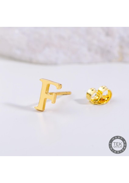 14 Ayar Altın F Harf Küpe 0,43 gr