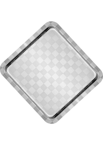 Damalı 6 Adet Kare Sunum Tepsisi Gümüş Çelik Gümüş Sunum 21 x 21 cm Çay Kahve Tatlı Servis Sunum modelleri