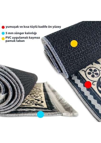 Mavi Çocuk Seccadesi Namazlık Dokuma Halı Kaymaz Muslumana Seccade Polyester Dokuma Taban