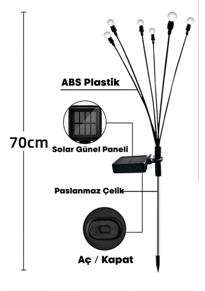 16 Led'li Güneş Enerjili Ateş Böceği Çiçek Lamba (2adet)