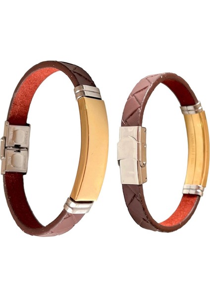 Deri Çelik Mixli Trend Model Erkek 22 cm Bileklik
