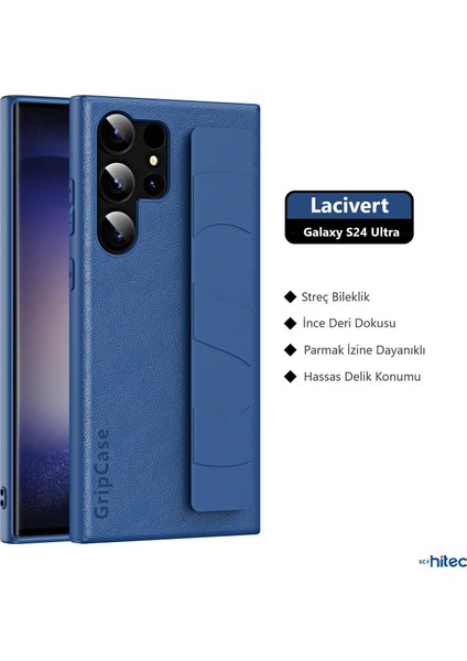 Samsung Galaxy S24 Ultra Uyumlu Premium Case Parmak Askılı Telefon Kılıfı Lacivert