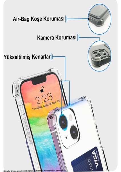 Case World Caseworld Samsung Galaxy S23 Fe Kapak Kamera Korumalı Kartlıklı Darbe Emici Özellikli Şeffaf Silikon Kılıf