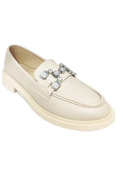 Shoes 233 Deri Trend Fashion Taşlı Kadın Babet
