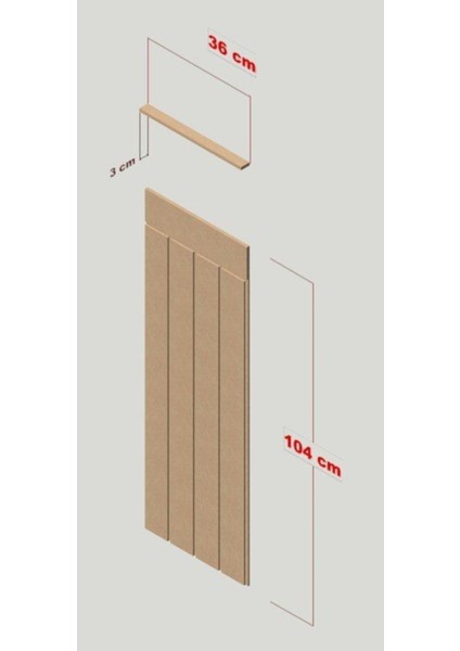 Ahşap Dekoratif, Duvar Çıtası, Ahşap Duvar Paneli, Boyanabilir, Ham, Mdf, 36X105 (1 Adet) 1 Doğa Ço