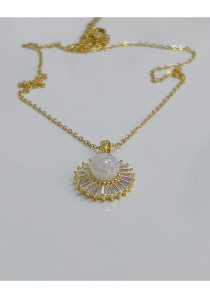 Kararmaz Paslanmaz Altın Kaplama Inci Detaylı Taşlı Gold Renk Çelik Zincir Kolye fiyatları