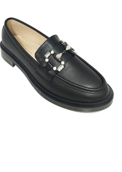 Shoes 233 Deri Trend Fashion Taşlı Kadın Babet