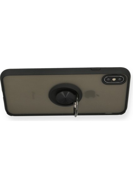 Iphone Xs Kılıf Montreal Yüzüklü Silikon Kapak - Siyah 277097