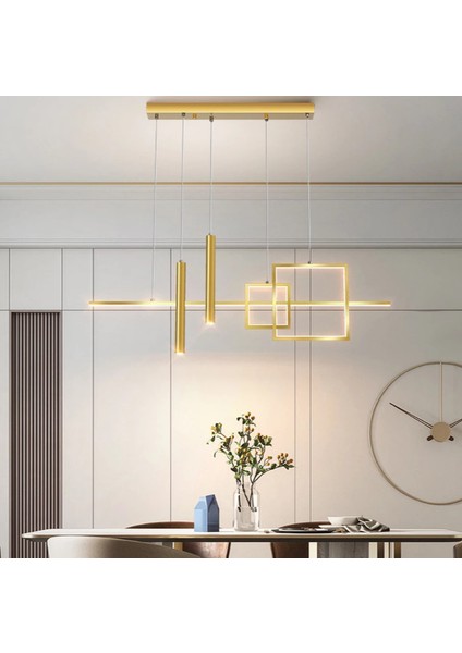 Gold 120CM 3 Işık, Kumandalı, LED Avize Sarkıt, Modern Avize, LED Lamba