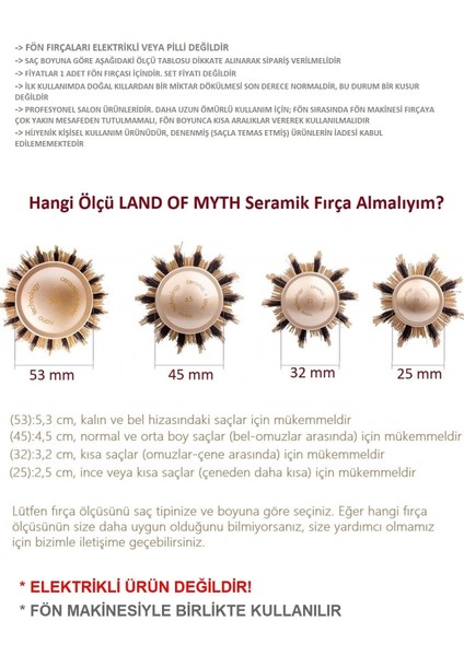Tekno Trust Fön Fırçası 53 MM-LOM1094 Nano Teknoloji Seramik + Iyonik Termal Fön Saç Fırçası, Doğal At Kılı Diş