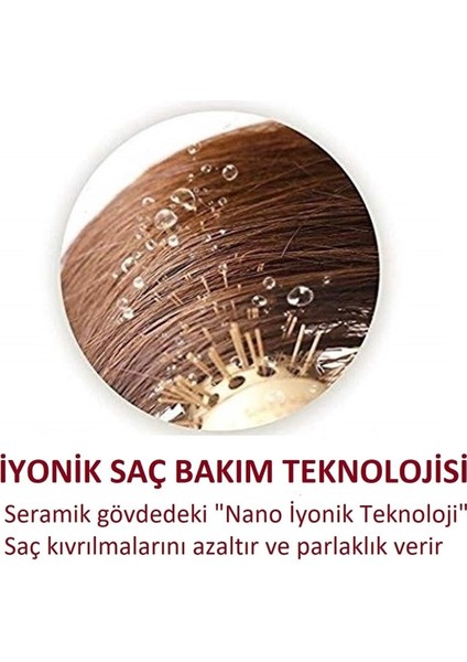 Tekno Trust Fön Fırçası 32 MM-LOM1142 Nano Teknoloji Seramik Iyonik Termal Fön Saç Fırçası Doğal At Kılı Diş Pr