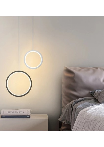 Zr Aydınlatma Ø30-25CM Halka Sarkıt LED Avize, 3 Işık, Kumandalı, Modern Sarkıt, LED Lamba, Dekoratif Avize