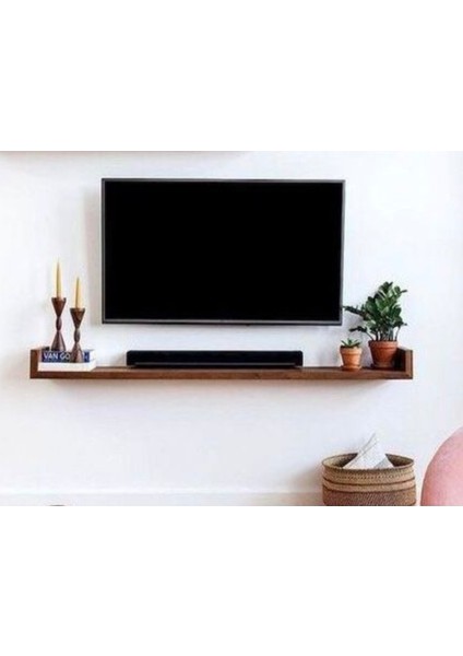 Kahverengi Ahşap Tv Raf Doğal Ağaç Tv Rafı