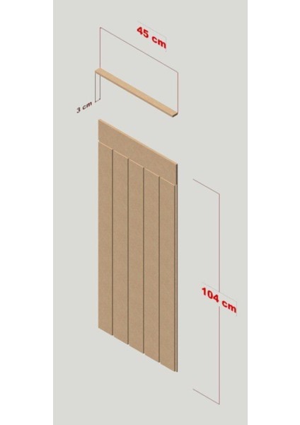 Çok Renkli Dekoratif, Duvar Çıtası, Ahşap Duvar Paneli, Boyanabilir, Ham, Mdf, 45X105 ( 1 Adet)