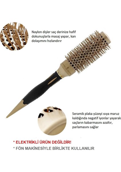 Tekno Trust Siyah 32 mm - LOM1162 Nano Teknoloji Seramik Iyonik Termal Fön Saç Fırçası Profesyonel Seri Fön Fır fiyatları