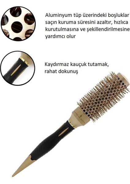 Tekno Trust Siyah 32 mm - LOM1162 Nano Teknoloji Seramik Iyonik Termal Fön Saç Fırçası Profesyonel Seri Fön Fır modelleri