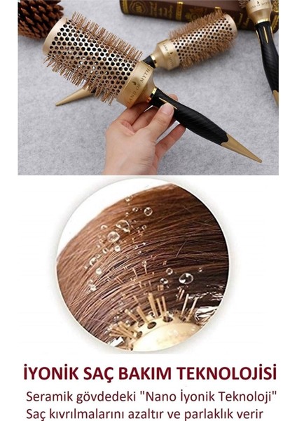 Tekno Trust Siyah 32 mm - LOM1162 Nano Teknoloji Seramik Iyonik Termal Fön Saç Fırçası Profesyonel Seri Fön Fır fırsatları