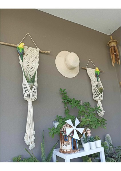 Doğa 2 Adet El Boyaması Muhabbet Kuşu Duvar Balkon Bahçe Süsü Farklı Renklerde Yeşil 2 Parça Taş fiyatları