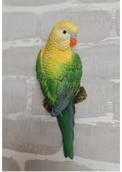 Doğa 2 Adet El Boyaması Muhabbet Kuşu Duvar Balkon Bahçe Süsü Farklı Renklerde Yeşil 2 Parça Taş indirimleri