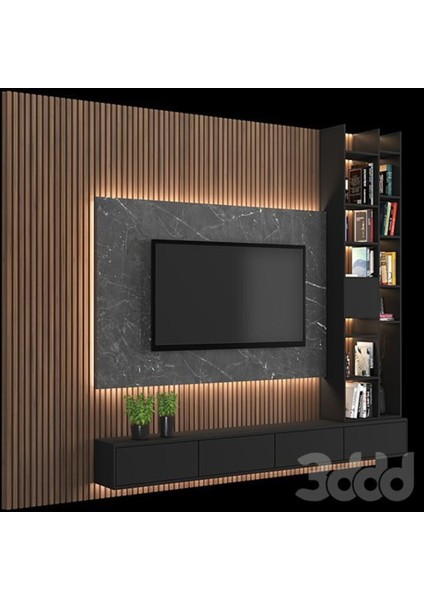 Modern Duvar Paneli LB3771AÇIKCEVIZ Lacivert Ahşap 4 Parça