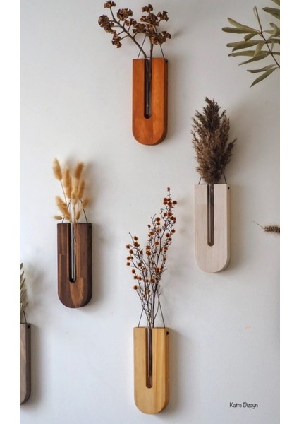 Çok Renkli Ahşap Dekoratif 4'lü Duvar Çiçekliği (Çiçekler Dahil Değildir)