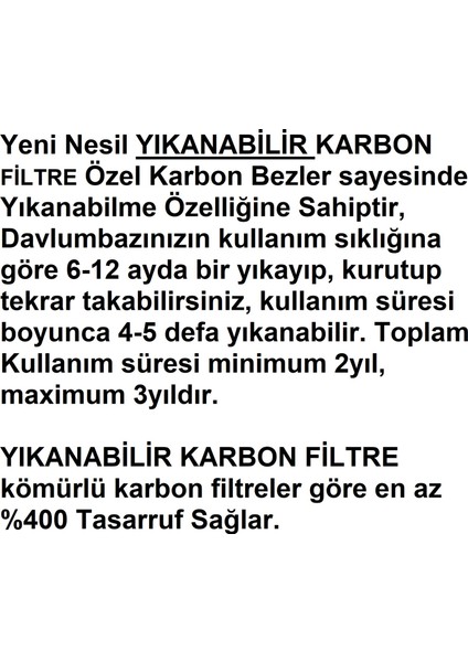 Ad 6031 S Davlumbaz Için Yıkanabilir Karbon Filtre 2-3 Yıl Kullanılmaktadır fiyatları