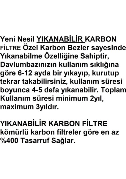 Ade 606 G (8896161100) Davlumbaz Için Yıkanabilir Karbon Filtre 2-3 Yıl Kullanılmaktadır