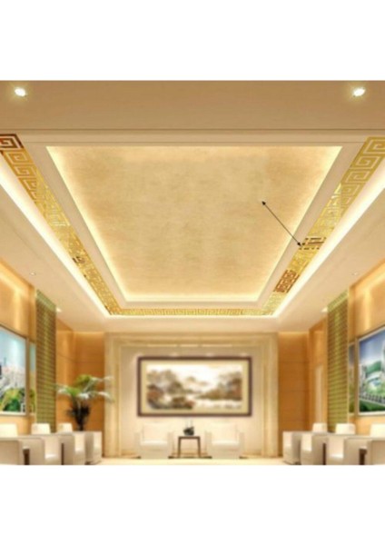 Altın Dekoratif Labırent Bordür 20X Pleksi Süs Ayna 10X10CM Tavan Antre Bantlı Banyo Dekoratif Bord