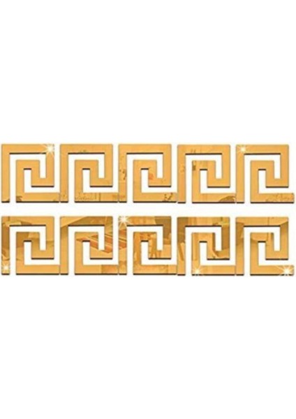 Altın Dekoratif Labırent Bordür 20X Pleksi Süs Ayna 10X10CM Tavan Antre Bantlı Banyo Dekoratif Bord