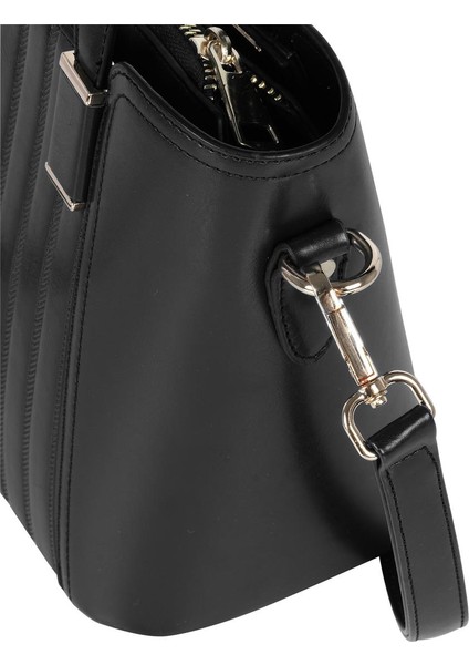 Çizgili Siyah Suni Deri Bayan Çapraz El ve Omuz Çantası fırsatları