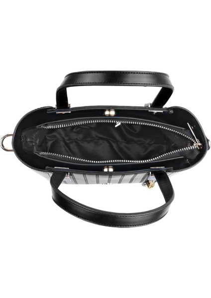 Çizgili Siyah Suni Deri Bayan Çapraz El ve Omuz Çantası indirimleri