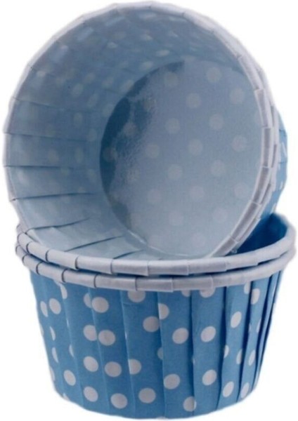 Cupcake Kalıbı Minik Boy 38*30 mm - 100'LÜ Puantiyeli Mavi