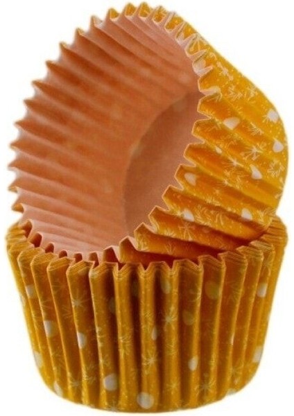 Cupcake Kalıbı Pet Kapsül Kek KALIBI48X34 mm - 100 Adet Kar Desenli Turuncu