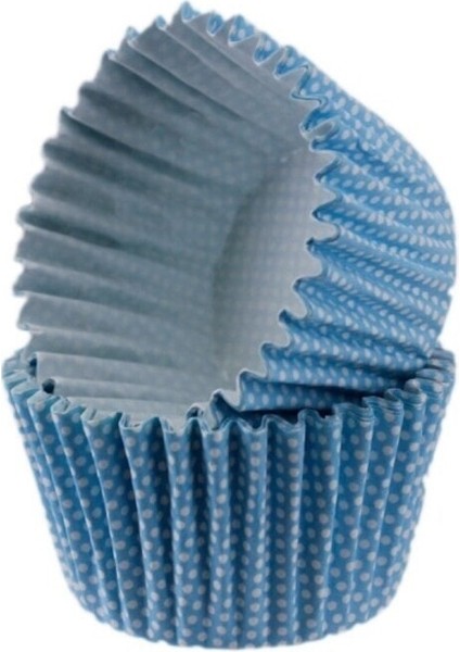 Cupcake Kalıbı Pet Kapsül Kek KALIBI48X34 mm - 100 Adet Mavi Küçük Puanlı