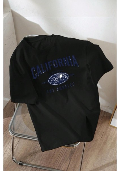 California Ön Baskılı Bisiklet Yaka Erkek Tshirt